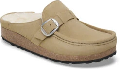 Birkenstock Women's Buckley Shearling -Englins Fine Footwear Store birkenstock womens buckley shearling taupe suede shearling 1028633 57870.1758314436