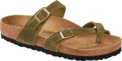Birkenstock Women's Mayari -Englins Fine Footwear Store birkenstock womens mayari green olive oiled leather 1023209 37479.1657899294