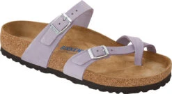 Birkenstock Women's Mayari Soft Footbed -Englins Fine Footwear Store birkenstock womens mayari soft footbed purple fog nubuck leather 1024027 86033.1686306981