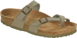 Birkenstock Women's Mayari Vegan -Englins Fine Footwear Store birkenstock womens mayari vegan faded khaki birkibuc 1018486 22383.1657899282
