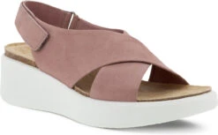 ECCO Women's Flowt Wedge Cork Sandal -Englins Fine Footwear Store ecco womens flowt wedge cork sandal woodrose 27230302702 62411.1620316142