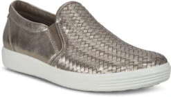 ECCO Women's Soft 7 Woven II Slip-On -Englins Fine Footwear Store ecco womens soft 7 woven 2 slip on stone metallic 47011351147 37769.1702004511