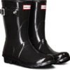 Hunter Women's Original Short Gloss Rain Boot -Englins Fine Footwear Store hunter women original short gloss rain boot black wfs1000rgl blk 29279.1536966688