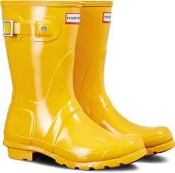 Hunter Women's Original Short Gloss Rain Boot -Englins Fine Footwear Store hunter womens original short gloss yellow wfs1000rgl ryl 88729.1536966688