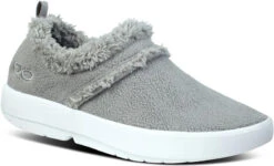 Oofos Women's OOcoozie Low Shoe -Englins Fine Footwear Store oofos womens oocoozie low shoe slate sherpa 5074whtslt 33463.1744394189