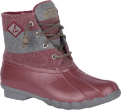 Sperry Women's Saltwater Varsity Stripe -Englins Fine Footwear Store sperry womens salwater varsity stripe wine grey sts84374 36822.1570817515