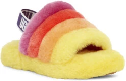 UGG Kids Fluff Yeah Slide -Englins Fine Footwear Store ugg kids fluff yeah slide yellow rainbow 1116157k yrnb 08423.1647038454