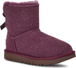 UGG Women's Mini Bailey Bow Metallic Spots -Englins Fine Footwear Store ugg womens mini bailey bow metallic spots pinot noir 1134135 pnr 74628.1666877473