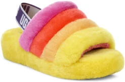 UGG Women's Pride Fluff Yeah Slide -Englins Fine Footwear Store ugg womens pride fluff yeah slide rainbow yellow 1097169 pryw 15975.1630426000